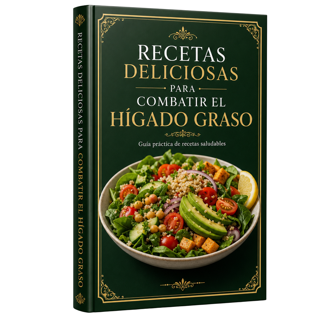 Portada del recetario Recetas Deliciosas para Combatir el Hígado Graso